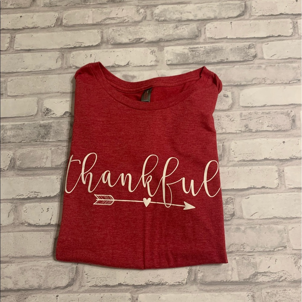 Short Sleeved, Red “thankful” tee
